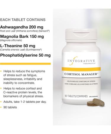 Cortisol Manager - Integrative Therapeutics - Sleep Support Supplement* with Ashwagandha Magnolia and L-Theanine - Traditional Ayurvedic Sleed Aid - Vegan - 90 Tablets - Buy Online on SooperMarket.com