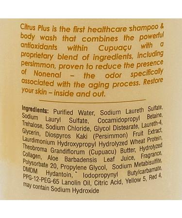 B a Vida Deodorizing Citrus + Elder Shampoo & Body Wash Soap - 16 oz - Made with Persimmon to Eliminate Nonenal & Old Person Smell Naturally - Buy Online on SooperMarket.com
