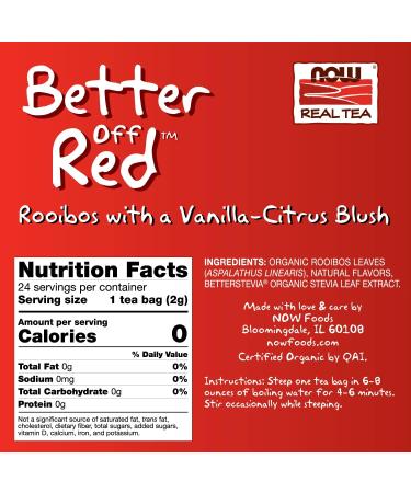 NOW Foods Better Off Red Rooibos Tea - 24 Tea Bags - Buy Online on SooperMarket.com