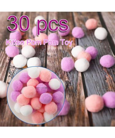 Amaxiu 30Pcs Cat Toy Balls Soft Kitten Pompom Ball Indoor Cats Interactive Ball Toys 3cm/1.18in Queit Cat Ball Cat Pom Pom Balls for Pet Play Pursue Roll Fetch Pink and Purple - Buy Online on SooperMarket.com