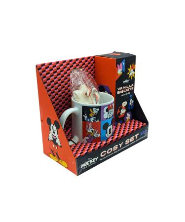 Hot Chocolate Gift Set - Mickey & Friends Character Cosy Set - Ceramic Mug Hot Chocolate Mix & Vanilla Biscuits Candy Cane & Marshmallow - Christmas Hot Chocolate Gift Set For Kids (Vanilla)