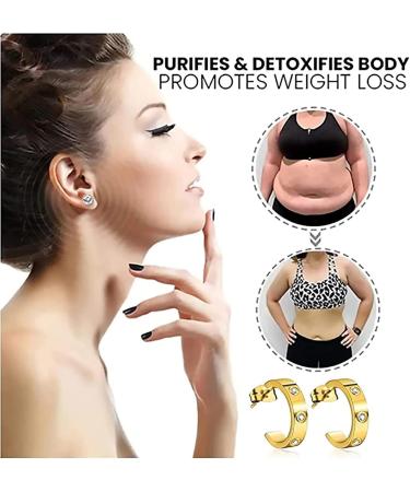 3 pairs C-shaped titanium steel earrings Earacupressure Magnetherapy Detoxi Earrings Acupressure Slimming Earrings - Buy Online on SooperMarket.com