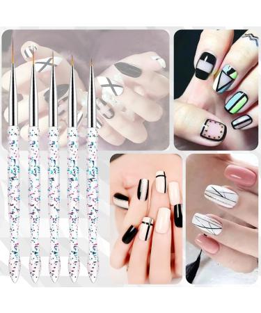 WACURRENTHYD 5Pcs Nail Art Liner Brushes Set - Thin Nail Gel Polish Painting Brushes for Precise Nail Art Designs (7/9/11/15/18mm) - Buy Online on SooperMarket.com