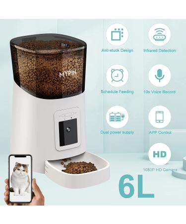 Video Automatic Pet Feeder with HD Camera  Food Dispenser for Cats and Dogs WiFi Smart Feeder with Camera 6L 2-Way Audio  Mobile Phone Control  Timed Feeder  Desiccant Bag Up to 8 Meals per Day White - Buy Online on SooperMarket.com