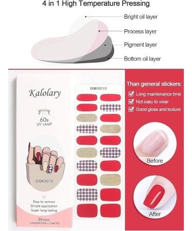 Kalolary Gel Nail Polish Strips Nail Gel Art Sticker Waterproof Full Nail Wraps Decal Sets with Scissors Nail File and Stick for Women Girls Nail Art Decor (UV/LED Lamp Required)-10 - Buy Online on SooperMarket.com