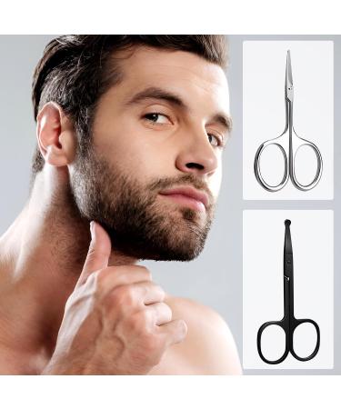 Stainless Steel Curved Nose Hair Scissors - Professional Trimming Tool for Ear, Nose, Eyebrows, Eyelashes - Rounded Safety Blades (Black) - Buy Online on SooperMarket.com