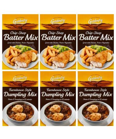 Chip Shop Batter Mix 170g x3 with Farmhouse Dumpling Mix 142g x3 - Bundle Consisting of Goldenfry x6 Pack