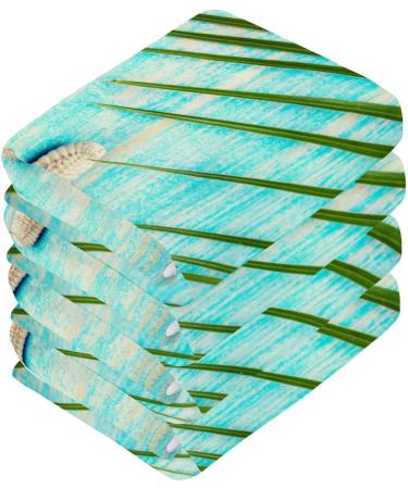 SUABO Soft Cotton Bath Washcloths Set | Starfish Palm Tree Design | Absorbent & Quick Drying | 6-Pack - Buy Online on SooperMarket.com
