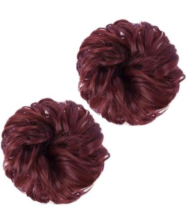 PORSMEER 2-Pack Curly Wavy Messy Hair Bun Extensions for Women - Red - Buy Online on SooperMarket.com