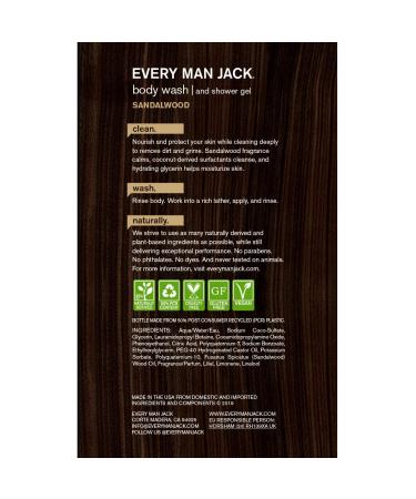 Every Man Jack Sandalwood Body Wash Shower Gel 16.9 Fl Oz - 91297 - Buy Online on SooperMarket.com