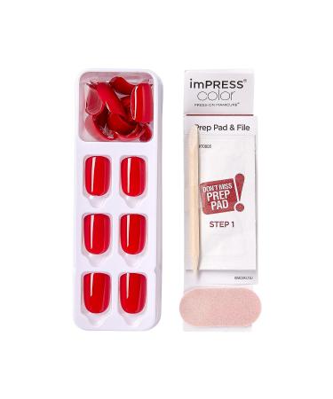 KISS imPRESS Reddy or Not Short Length Press-On Nails w/ PureFit Technology - Includes Prep Pad, Mini Nail File, Cuticle Stick - 30 Fake Nails - Buy Online on SooperMarket.com