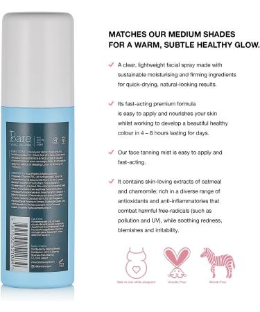 Bare by Vogue Self Tan Face Mist Spray - Light Tan for a Natural Glow on Face & Body - Buy Online on SooperMarket.com