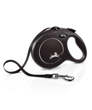Flexi - new classic pull -out leash for dogs up to 50 kg - ultra -high belt - 360 guide and braking system - L - 8 m - black black L: 8 m