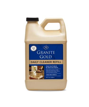 Granite Gold Daily Cleaner Refill Streak-Free Cleaning for Granite, Marble, Travertine, Quartz, Natural Stone Countertops, Floors-Made in the USA, 64 Ounces, Gold, Citrus Citrus 64 Fl Oz (Pack of 1)