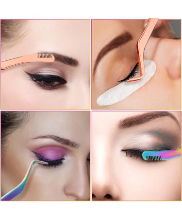 2pcs Stainless Steel Lash Tweezers Set for Volume and Classic Lashes - Rose Gold Colorful - Buy Online on SooperMarket.com