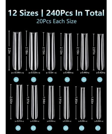 Lionvison 3XL Clear Extra Long Square False Nails Set - 240 Pcs | 12 Sizes Full Cover Press On Tips for Acrylic Nails & Manicure - Buy Online on SooperMarket.com