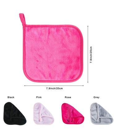 4 Pack Microfiber Fleece Makeup Remover Cloths - Ultra Soft Chemical Free Reusable Facial Towels for All Skin Types - 8x8 Inch - Buy Online on SooperMarket.com