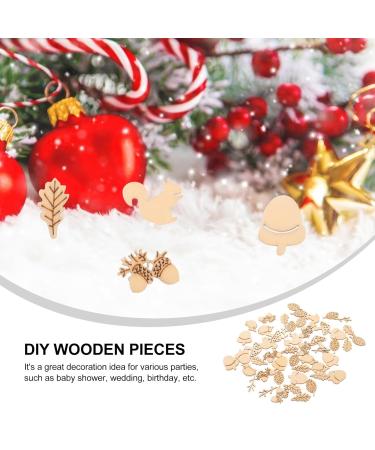 Warmhm 50pcs Wooden Animals & Plants DIY Wood Slices - Unfinished Crafts Ornaments for Home D cor - Buy Online on SooperMarket.com