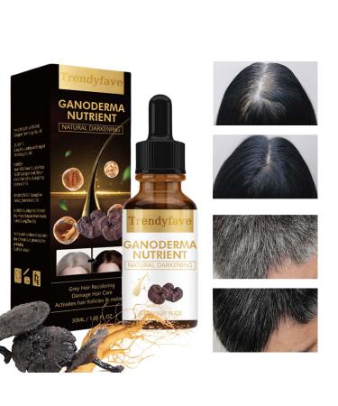 Trendyfave Anti-greying Hair Serum Ganoderma Nutrient Hair Darkening Serum Natural Hair Grey Reverse Essence Restore Hair Natural Color Grey Hair Coverage Serum Promotes Thicker Fuller Healthier Hair