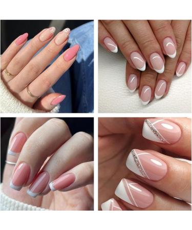 AILLSA Pink Gel Nail Polish Set French Manicure White Pink Nude Gel Polish with Base and Top Coat Light Baby Pink Colors Nail Polish Gel Neutral Soak Off U V Gel Starter Kit Gifts Nail Art Salon DIY A4-white Pink - Buy Online on SooperMarket.com