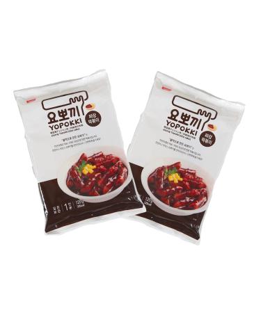 Yopokki rice cake double pack JJjajang in the bag - Korean Instant Rice Cake Pouch - Tteokbokki Korean rice cake - Black beans - OG Asia - 2x 120g Jjajang 2 Pack