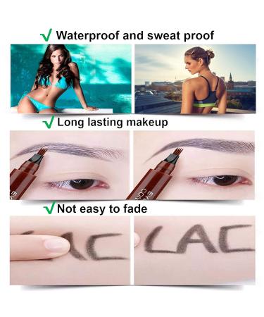 Long Lasting Waterproof 3PCS Dark Brown Eyebrow Pen - Create Natural Makeup - Microblading Effect - 3 Count - Buy Online on SooperMarket.com