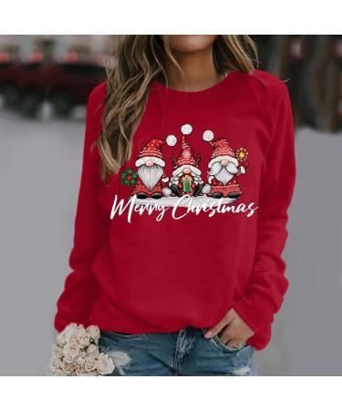 Women's Christmas Snowman Penguin Sweatshirt | Xmas Jumper Raglan Top | Red O-Neck Pullover Sweater | Winter Long Sleeve Tunic | Size M - Buy Online on SooperMarket.com