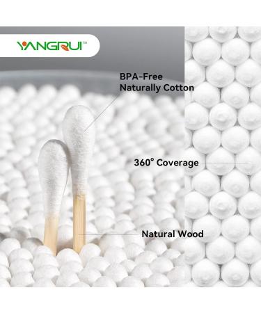 YANGRUI Cotton Swab 375 Count Wooden Stick BPA Free Eco-friendly Double Round Ear Swabs - Pack of 1 - Buy Online on SooperMarket.com