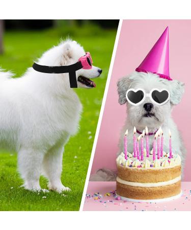 2 Pcs Small Dog Sunglasses UV Protection Heart Goggles for Dogs - Pink/White - Buy Online on SooperMarket.com