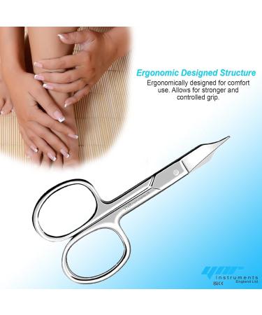 YNR Curved Blade Stainless Steel Cuticle Scissors for Manicure Pedicure - Professional Beauty Grooming Tool for Thick Toenails, Eyebrows, Nose Hair - Men and Women - Buy Online on SooperMarket.com