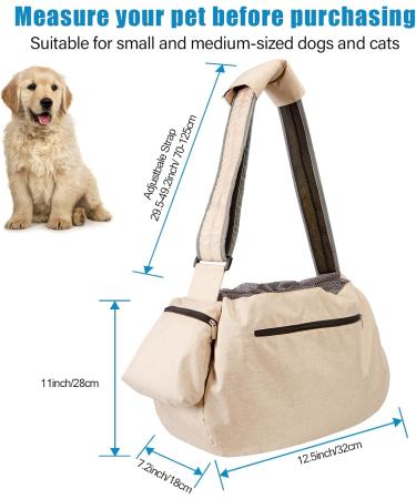 Ownpet Large Dog Carrier Bag - Sling Design for Dogs up to 11kg - Adjustable Shoulder Pads - Perfect for Outdoor Adventures - Beige - Buy Online on SooperMarket.com