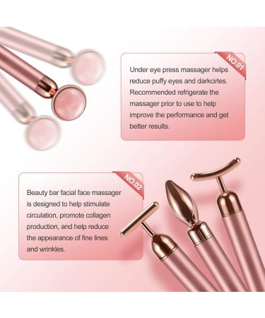 4-IN-1 24k Golden Face Roller Massager for Face, Eye, Arm, Nose - Rose Gold Skin Care Tool - Buy Online on SooperMarket.com