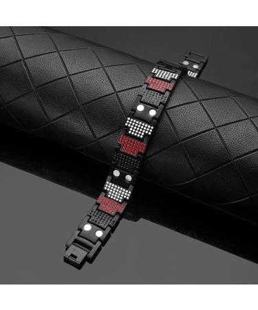 MagEnergy Pure Titanium Bracelet for Men - 4 Elements, 591pcs Minerals - Magnetic Bracelet for Anniversary, Christmas, Valentine's Day - Black - Buy Online on SooperMarket.com