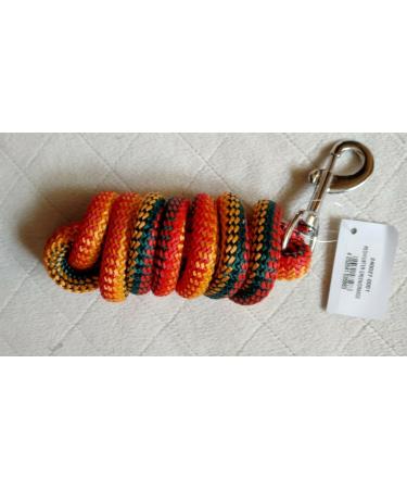 German Riding Lead Rope Cuckoo round braided with snap carabiner approx. 2.10 m (red-green-orange)