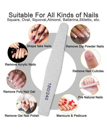 12-Piece Double-Sided Nail Files Set | Washable & Reusable 180/240 Grit for Nail Art | Professional Quality for Salon & Home Use - Buy Online on SooperMarket.com