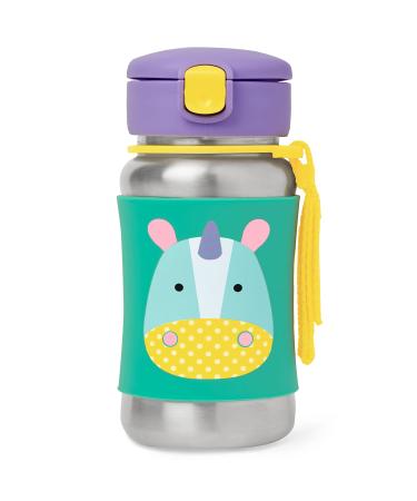 Skip Hop Toddler Sippy Cup with Straw  Zoo Stainless Steel Straw Bottle  Unicorn