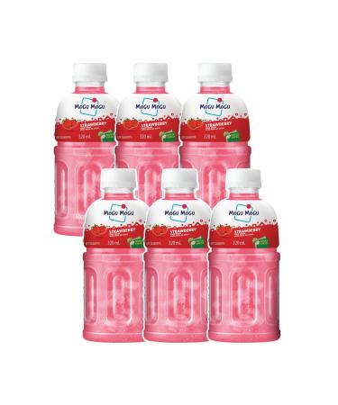 Mogu Mogu Strawberry Juice with 25% NATA De Coco | Energy Booster Drink | Full of Fruit Fibres | No Added Preservatives and Colours -300ml (Pack of 6)