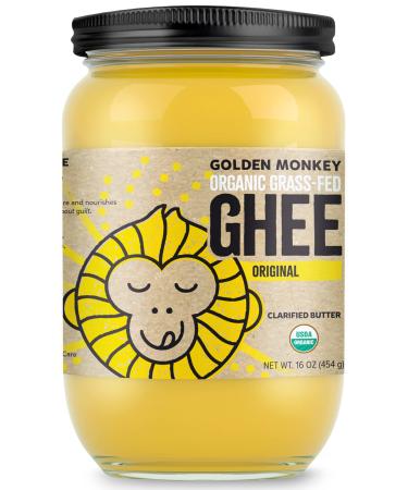 Organic Ghee Butter Grass Fed Clarified  16 Oz Ghee Butter  Unsalted Butter Certified Organic Ghee Oil  Perfect for Paleo, Keto, Lactose & Gluten Free Diet