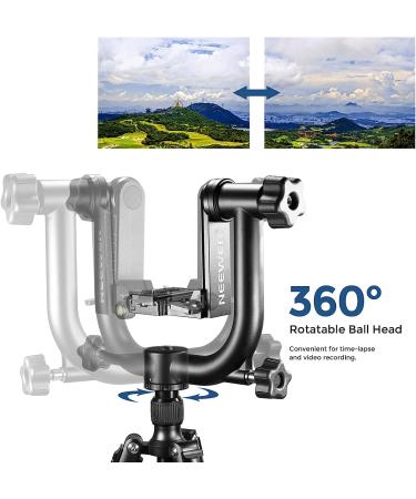 Neewer Professional Heavy Duty Metal Gimbal Tripod Head - 360 Degree Panoramic, 1/4'' Quick Release Plate, Bubble Level - for DSLR Cameras up to 30lbs - Buy Online on SooperMarket.com