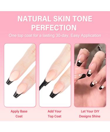 Shop 240PCS French Tips Gel x Nail Tips - Long Coffin Press On Nails in Black-Natural White | Pre-Applied Tip Primer & Base Coat for DIY Nail Extensions - Buy Online on SooperMarket.com