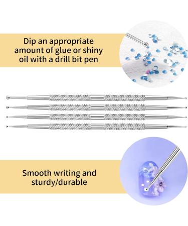 KMZ 4 Pcs Stainless Steel Nail Art Kit - Professional Ball End Dotting Pen & Brushes for Rhinestone & Polymer Clay Designs - Buy Online on SooperMarket.com