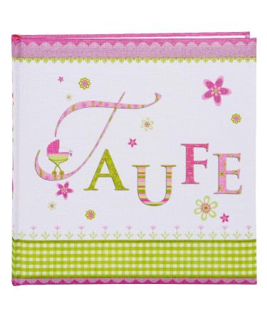 Goldbuch 24185 Taufalbum Lovely album approx. 25 x 25 cm photo album with 60 white blanks pages with pergamine cutting leaves cover linen structure printed photo book pink photo album lovely pink