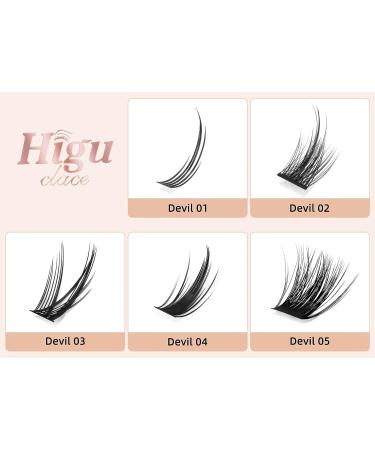 D Curl Cluster Lashes Kit - 14 Pairs / 196 PCS DIY Eyelash Extension Segments (Devil 02-D) - Buy Online on SooperMarket.com