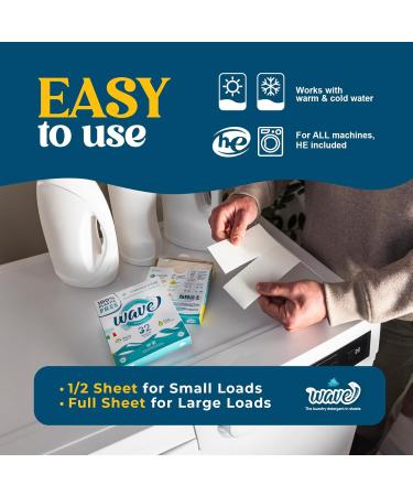 Wave Laundry Detergent Sheets - Scented 32 Loads - Fast-Dissolving & Powerful Multi-Purpose Cleaner - Eco-Friendly Plastic-Free Clean Breeze 32 Count - Buy Online on SooperMarket.com