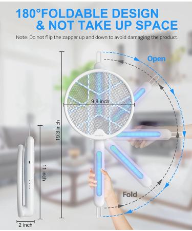 Portable 2-in-1 Electric Fly Swatter and Mosquito Zapper with Powerful Lamp - Travel and Home Bug Killer with Electric Shock Protection - 1 Pack - Buy Online on SooperMarket.com
