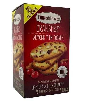 Thin Addictives Cranberry Almond Cookies - 33 More Almonds - 2 Boxes - 1.27 lbs each - Pack of 2 - Buy Online on SooperMarket.com