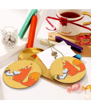 YYHHAOFA Sunflower Seeds and Foxes Picture Christmas Ceramic Round Pendant Decoration - Festive Hanging Ornament for Stores and Homes -2.9 in - Buy Online on SooperMarket.com