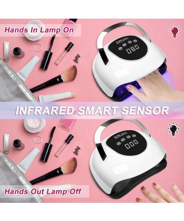 220W LED UV Nail Lamp for Gel Nails | Professional Faster Nail Dryer with 4 Timers | Touch Screen, Portable Handle | Cures Gel Nail Polish | White-Black - Buy Online on SooperMarket.com