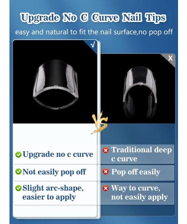 504PCS XXL Clear Square Nail Tips for Acrylic Nails - Professional Long Fake Nails for Nail Salon and DIY Nail Art - Half Cover Ballerina Coffin French Nails with Bag - Buy Online on SooperMarket.com