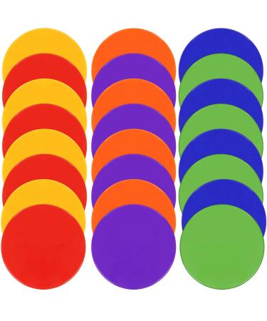 TuXHui Spot Markers Rubber Floor Dots 9 Inch 24Pcs 30Pcs Non Slip Agility Dots Flat Field Cones Circles for Kids Sports Soccer Basketball Training, Gym Training, Preschool Kindergarten Classroom 9inch 30pcs 6 colors